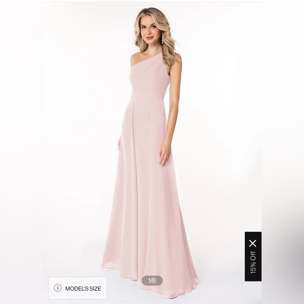 Azazie Dallas Bridesmaid Dress (Blushing Pink, Size: 8)